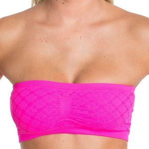 Wallflower Pink Crochet Seamless Bandeau Bra, Med